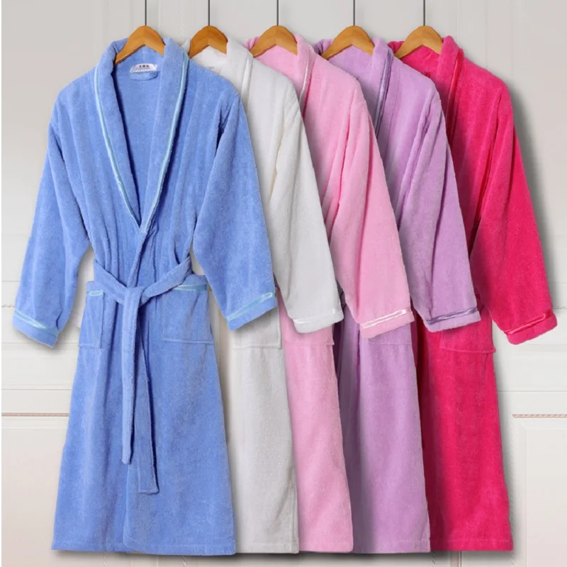 Terry Men Robe Bathrobe Man Pajamas Pure Cotton Lovers Blue Robe Women Solid Towel Long Sleepwear Plus Size XXL Designer Clothes