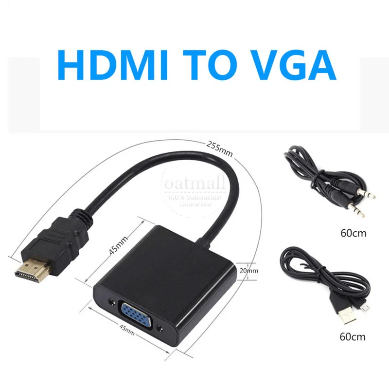 Адаптер HDMI VGA кабель преобразователь цифрового сигнала в аналоговый 1080p для пк