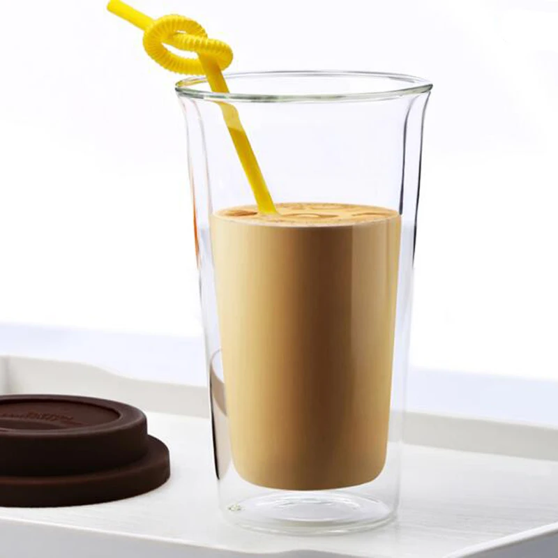 Пищевые силиконовые крышки двойные стеклянные кофейные кружки чашки для сока