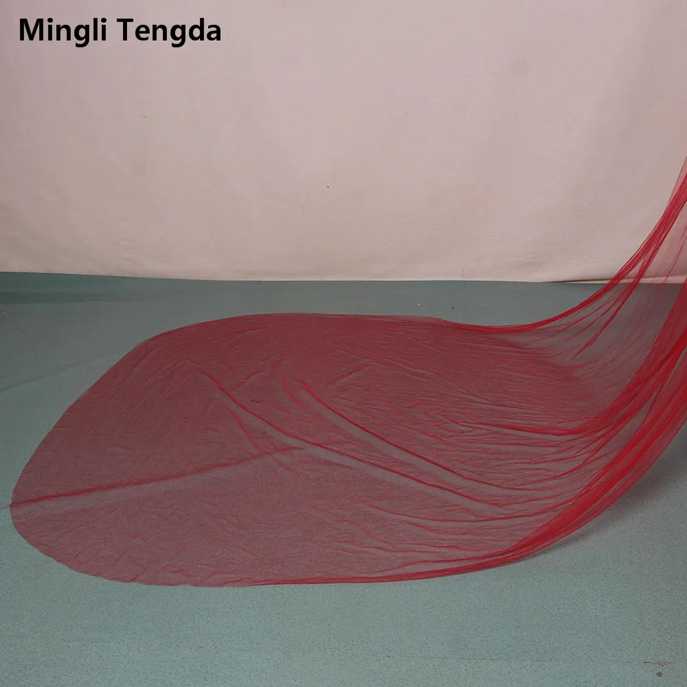 Красная фата катетер Mingli Tengda однослойная черная свадебная вуаль с гребнем длиной