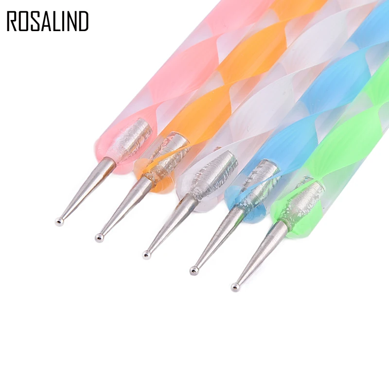 ROSALIND 5 шт./компл. 2-сторонняя точечная ручка для дизайна ногтей набор точек