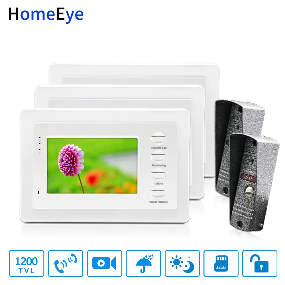 Video Door Phone Intercom Doorbell Camera Control Access System Indoor Monitor Security Motion Detection Russian OSD | Безопасность и