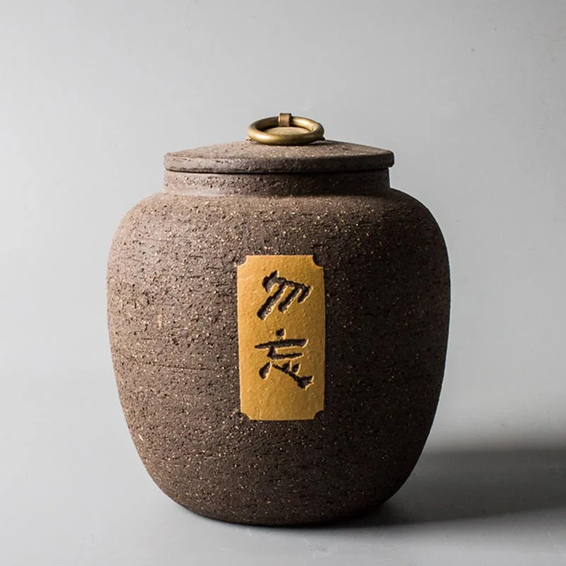 

All Handmade Vintage Tea Storage Caddy Seal Jar with Lid Kit Ceramic Coarse Pottery Teaware Accessories Coffee Beans Cans Tanks