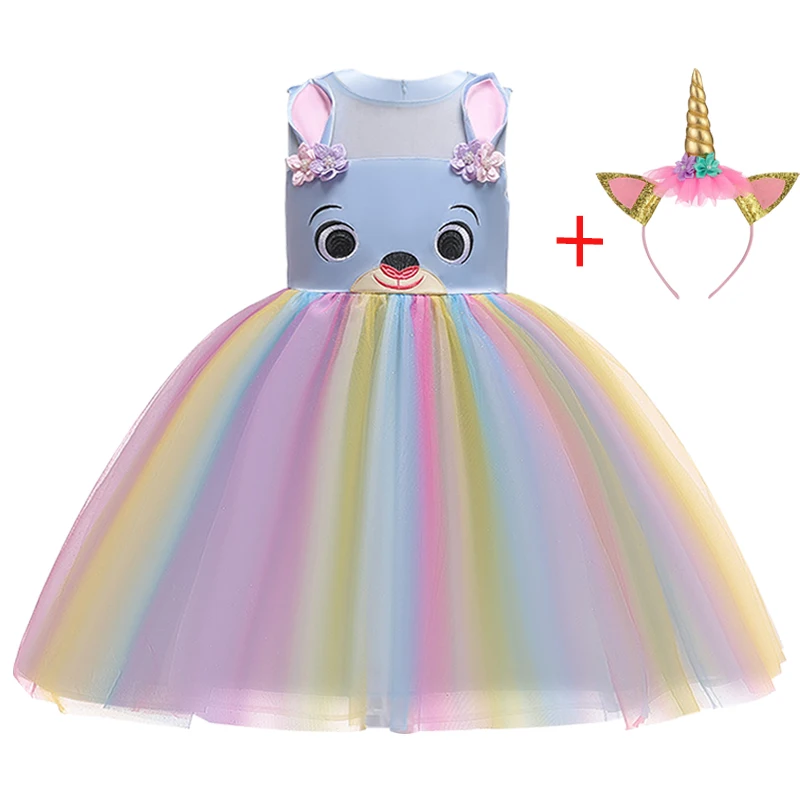 2020 мультяшное платье для девочек Радужное принцессы праздничное малышей Детские