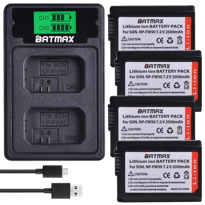 4 Battery set 2 шт. NP-FW50 NP FW50 FW50 Батарея+ ЖК-дисплей USB Dual Зарядное устройство Тип C Порты и разъёмы для sony NEX-7 NEX-5R NEX-F3 NEX-3D Alpha a5000 a6000 a7II - Цвет: 4 Battery set