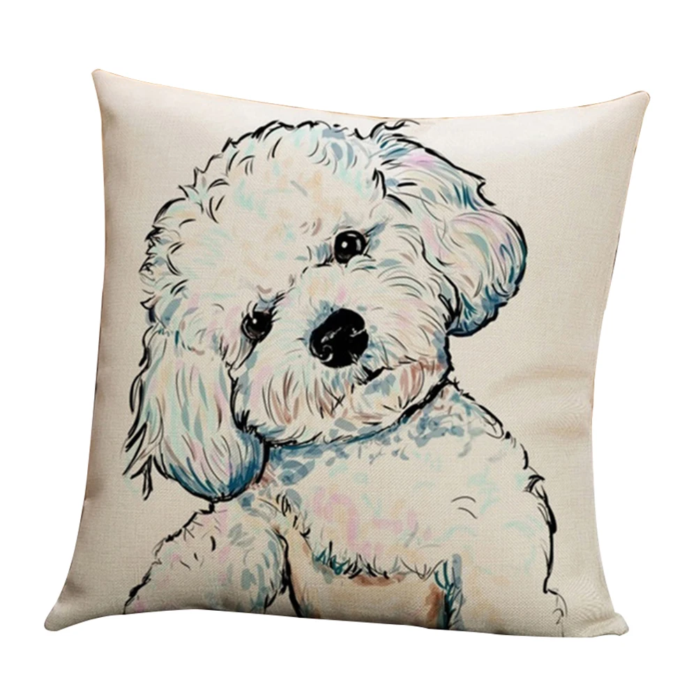Милый чехол для диванной подушки с принтом собаки 45*45 льняной телефона