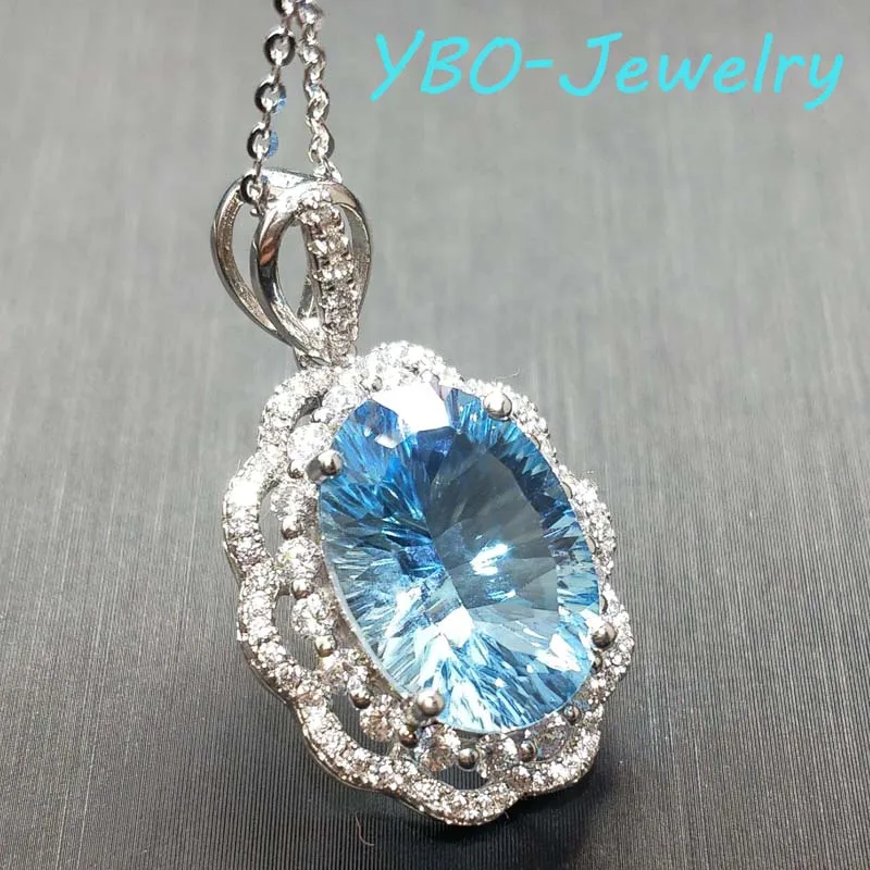 YBO ювелирные украшения цвет небесно синий топаз ожерелье с подвеской в виде 925