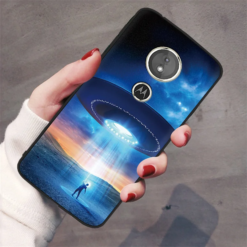 langren Мягкий черный матовый чехол из ТПУ для Motorola Moto G6 Play E4 E5 EU G5 G5S Plus Милая задняя крышка с астронавтом для Moto G5S чехол с изображением Звезды Луны - Цвет: langren