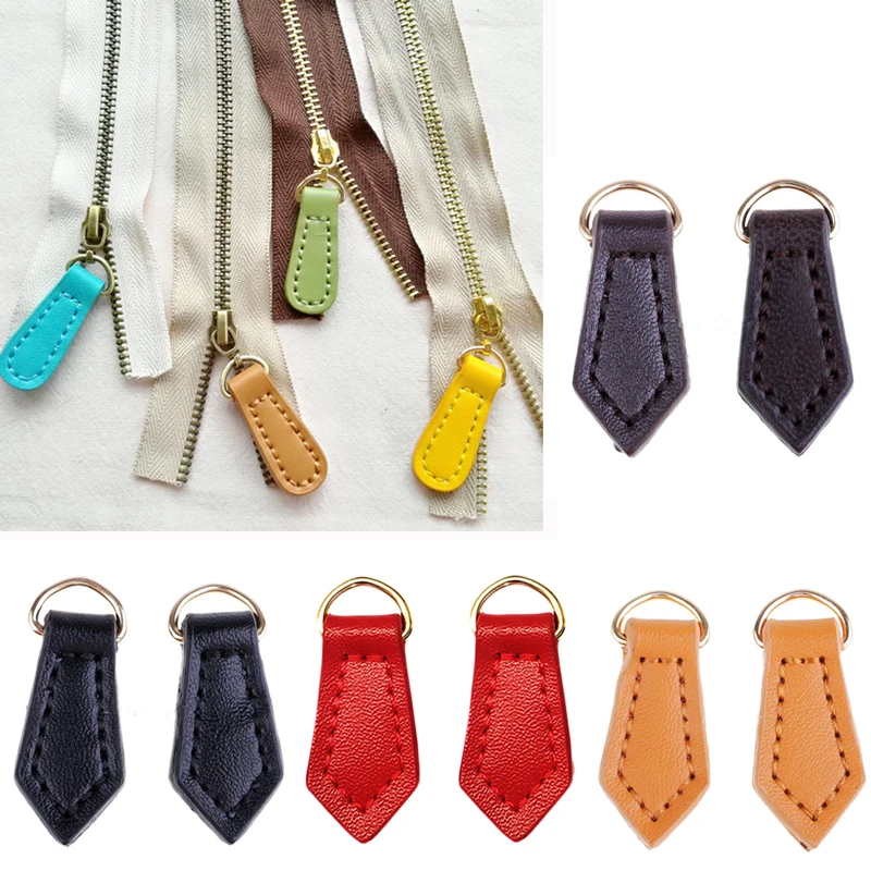 

5pcs Leaf Shape Leather Zip Puller Pendant Zipper Slider Repair Backpack Purse Bag Clothing Zipper Heads Kit Accessories Kz0229