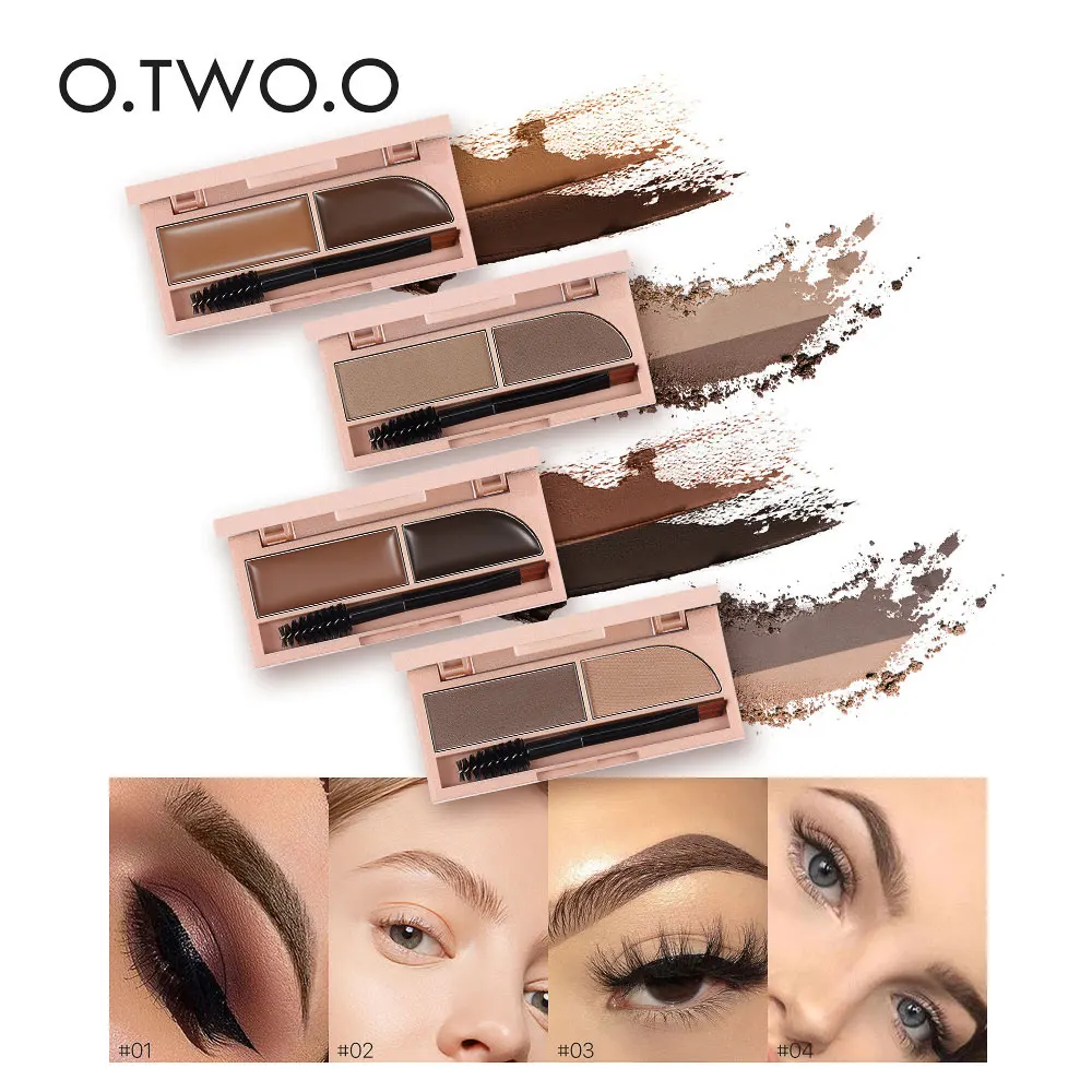 O.TWO.O 2 in 1 Eyebrow Enhancer Brown Black Powder Waterproof Makeup Gel Lasting Eye Brow Cream Cosmetic With Brush+Mirror N9082 | Красота и