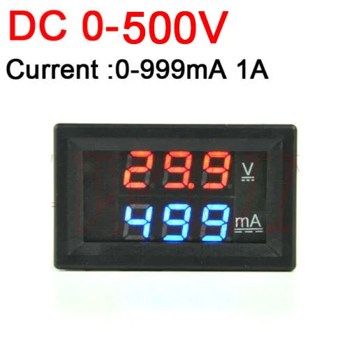 DC 0 500V 1A встроенный шунтирующий Вольтметр Амперметр индикатор напряжения