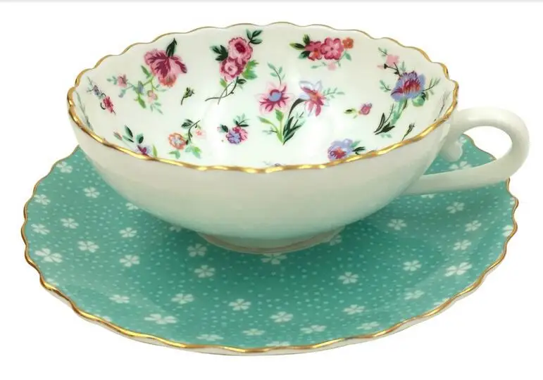 Фарфоровые наборы чашек и блюдца для кофе чая серия Blue & Flower 150 мл|set tea cup|coffee cup