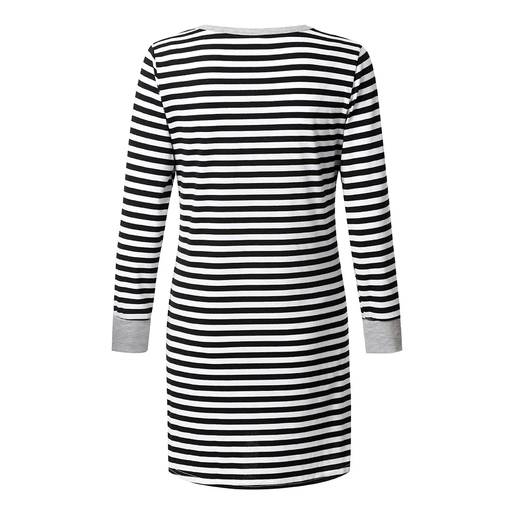 Striped Maternity Robe Pregnant Long Sleeve Labor Delivery Nursing Hospital Gowns Nursing Nightgown for Breastfeeding Sleepwear