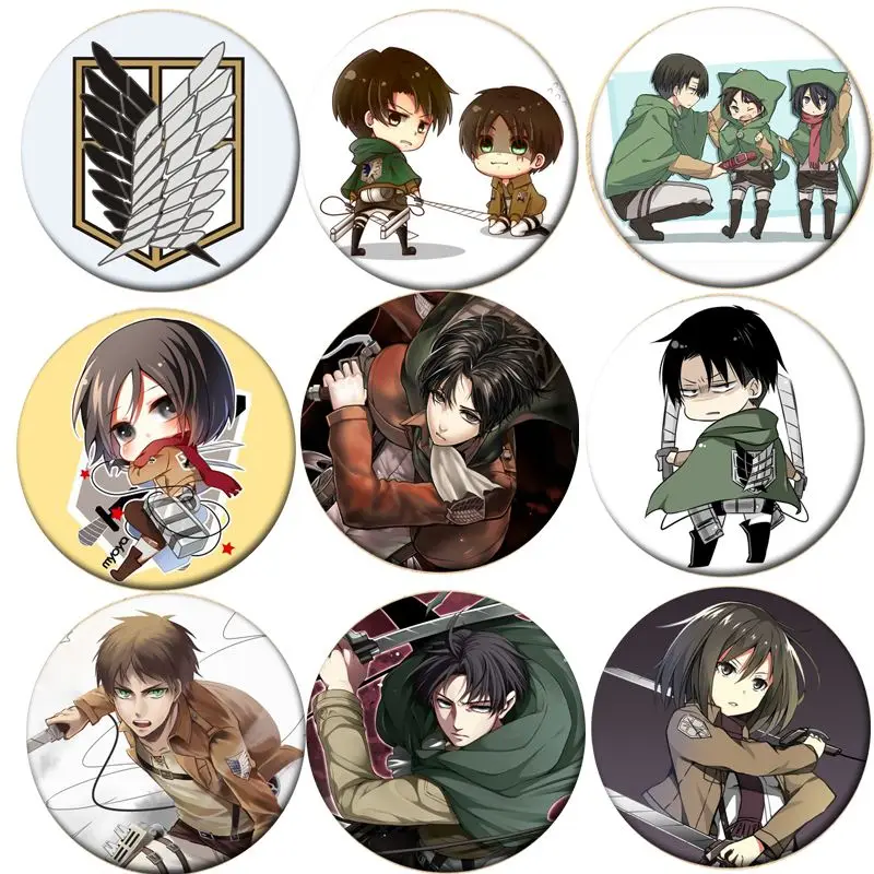 

1pcs Hot Anime Attack on Titan Cosplay Badge Cartoon Eren Brooch Pins Collection bags Badges for Backpacks Button Clothes