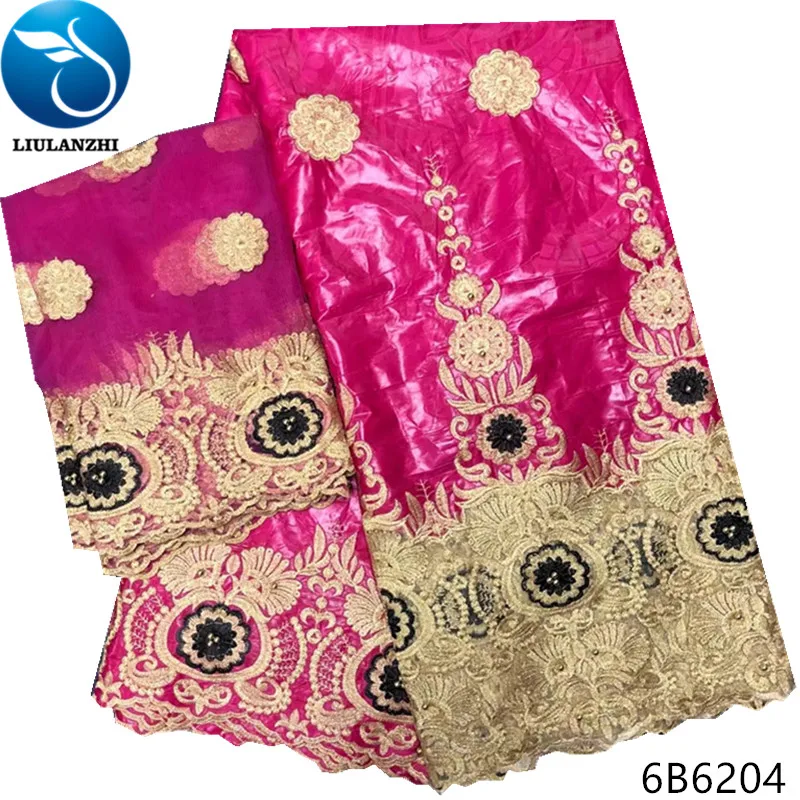 LIULANZHI bazin brode getzner african riche fabric blue cotton with 2yards tulle net lace 7yards/lot for party dress 6B62 | Дом и сад