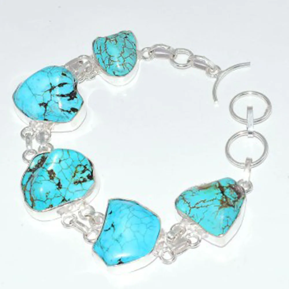 

Turquois Bracelet Silver Overlay over Copper , 21.8 cm, B3566