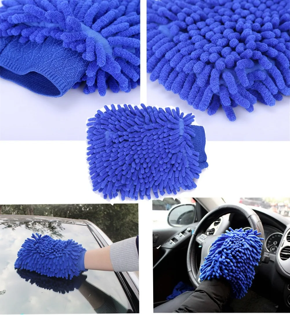 Перчатки для мойки автомобиля ультратонкие перчатки из синели и микрофибры