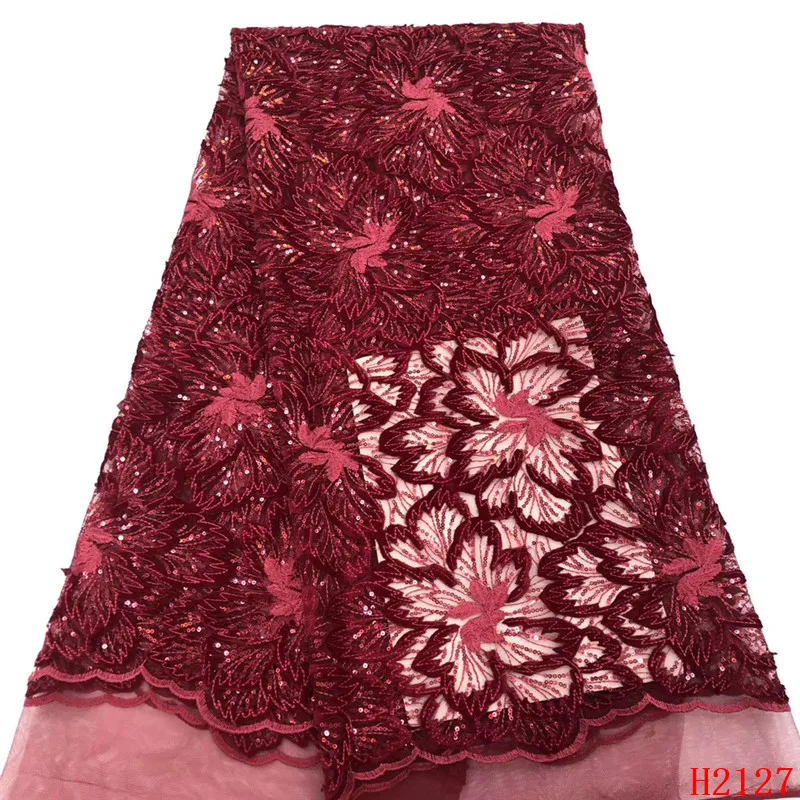 

2019 High Quality Beaded Tulle Lace Fabric Latest Velvet Lace Fabric French Lace For Clothing Mesh Lace HX2127