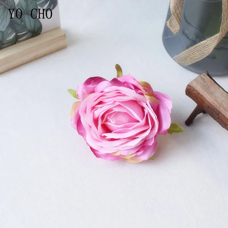 Rose Red Йо Чо 9 см розы, искусственные цветы пионы из шелка красный, белый Искусственные головки цветов Свадебный Цветок Настенный декор для украшения дома - Цвет: Rose Red