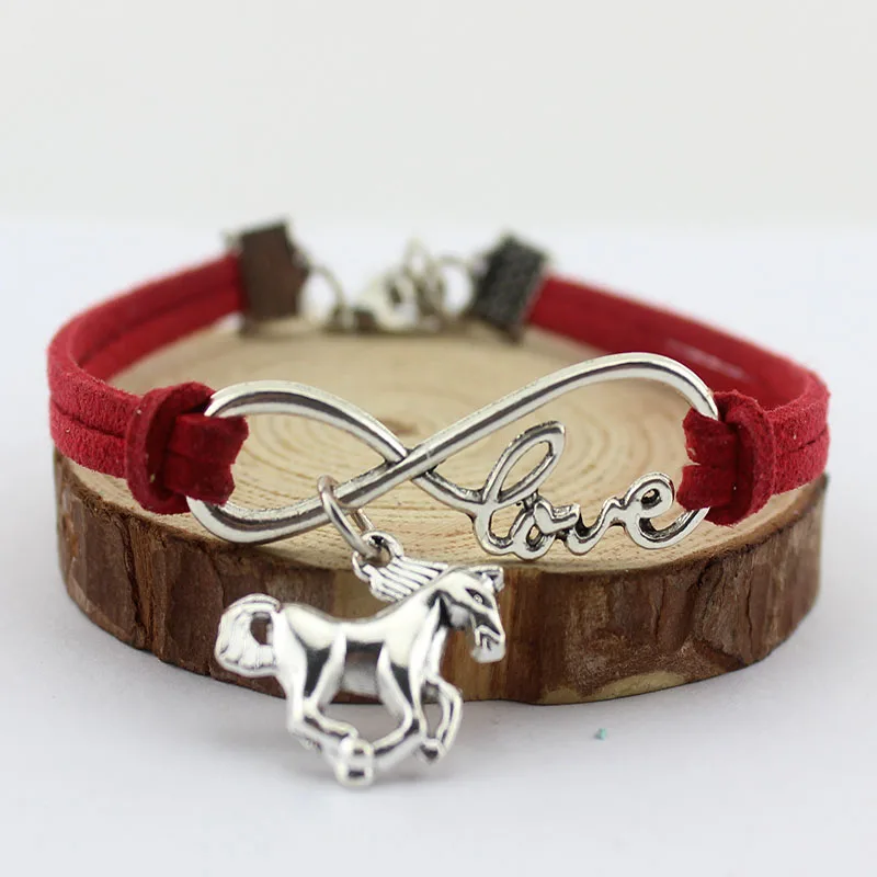 HLLZH Infinity Love Horse Charm Bracelets &ampBangles Handmade Weave Rope Leather For Women Men Festivals Gifts Jewelry | Украшения и