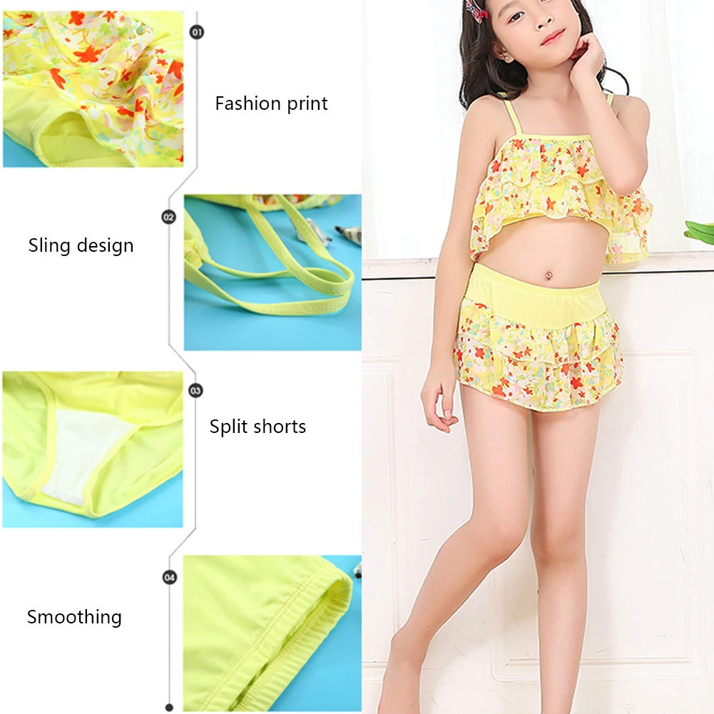 Детские купальники для девочек купальник из двух частей с оборками летнее бикини