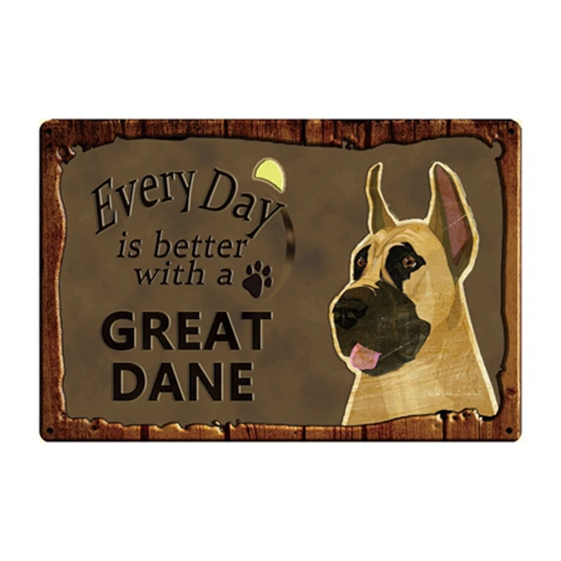 [ Kelly66 ] Pets Dog Chihuahua Great Dane Pug Boxer Metal Sign Tin Poster Home Decor Bar Wall Art Painting 20*30 CM Size Dy83 - Color: y-2895