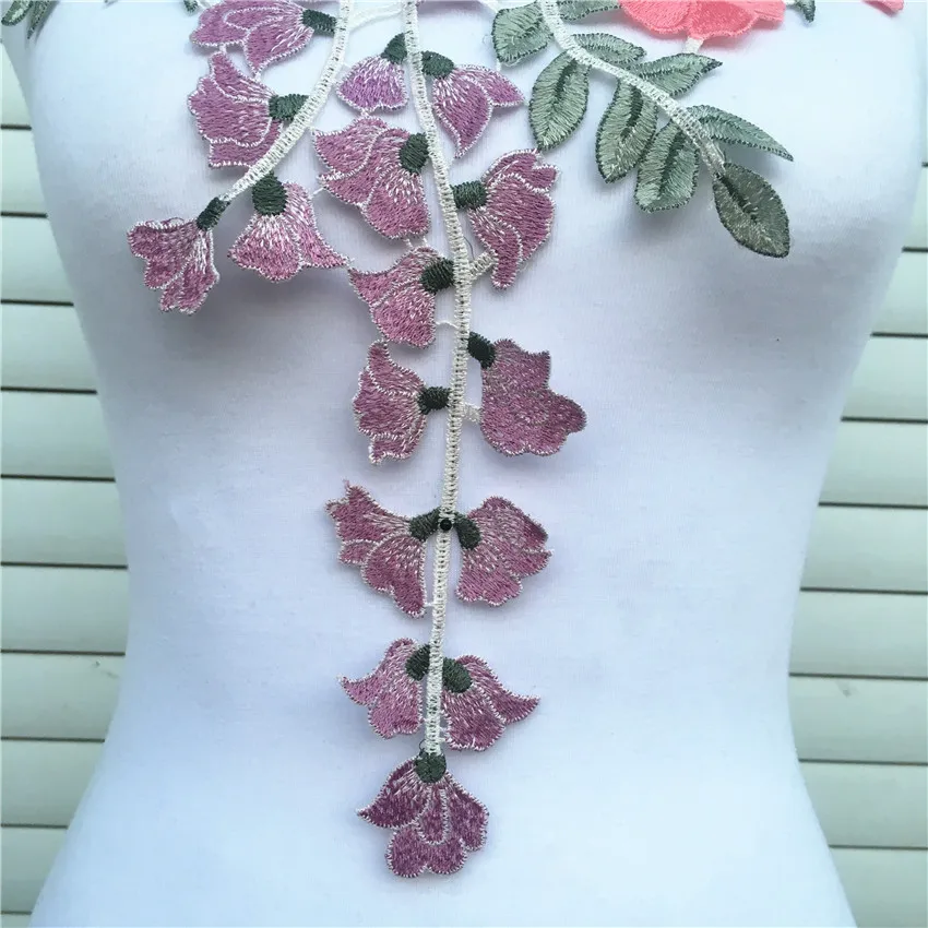 1 шт. Венецианский розовый кружевной воротник для шеи тканевая аппликация платья