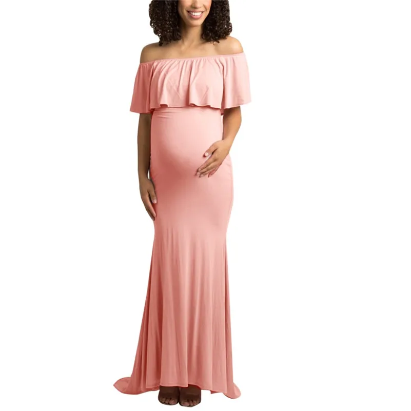 Женское платье для фотосессии с рюшами и открытыми плечами Одежда беременных