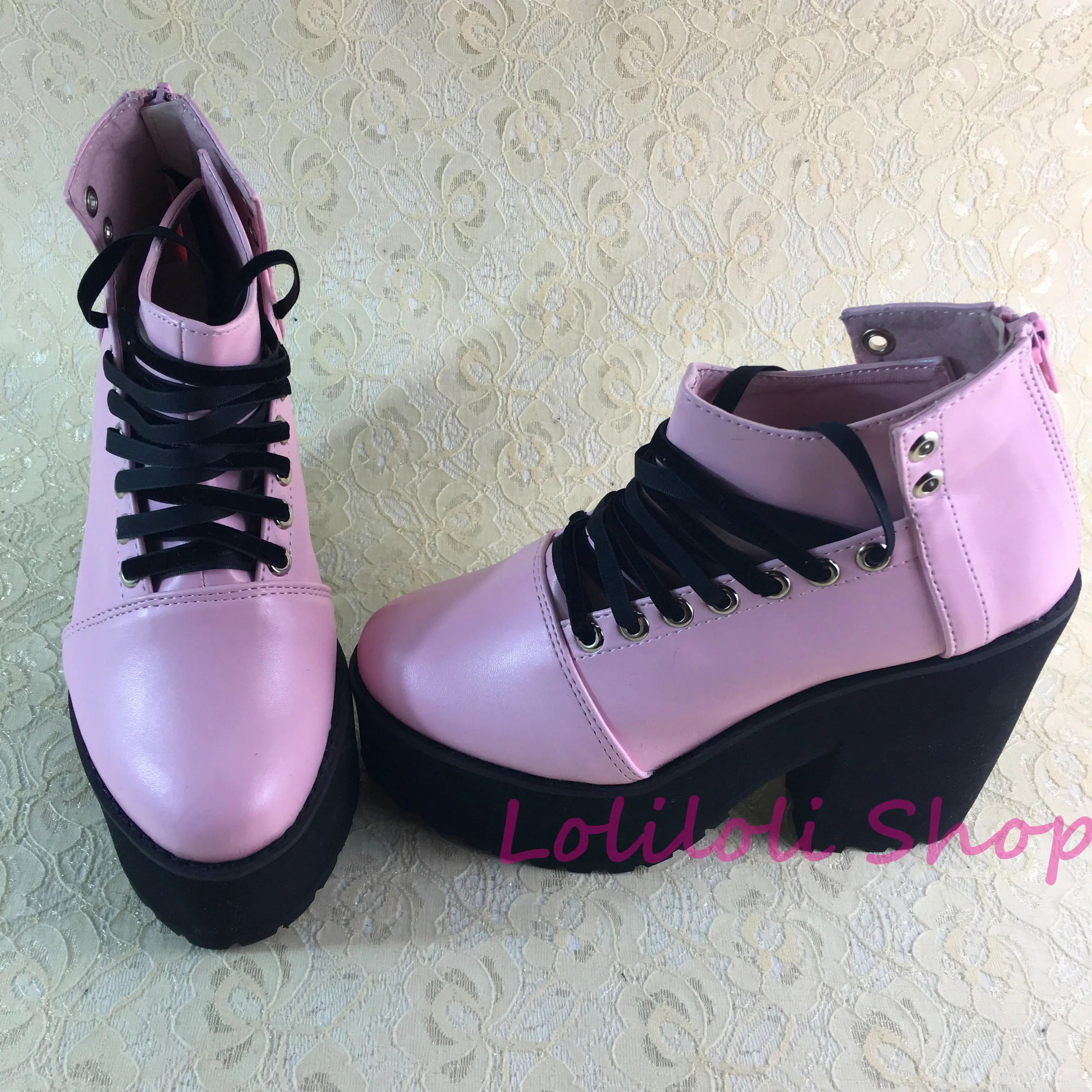 Туфли принцессы sweet lolita Loliloliyoyo antaina японский дизайн на заказ Розовые Яркие туфли