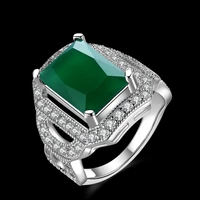 party ring green stone white cubic zirconia silver color fashion jewelry womens rings ar2077