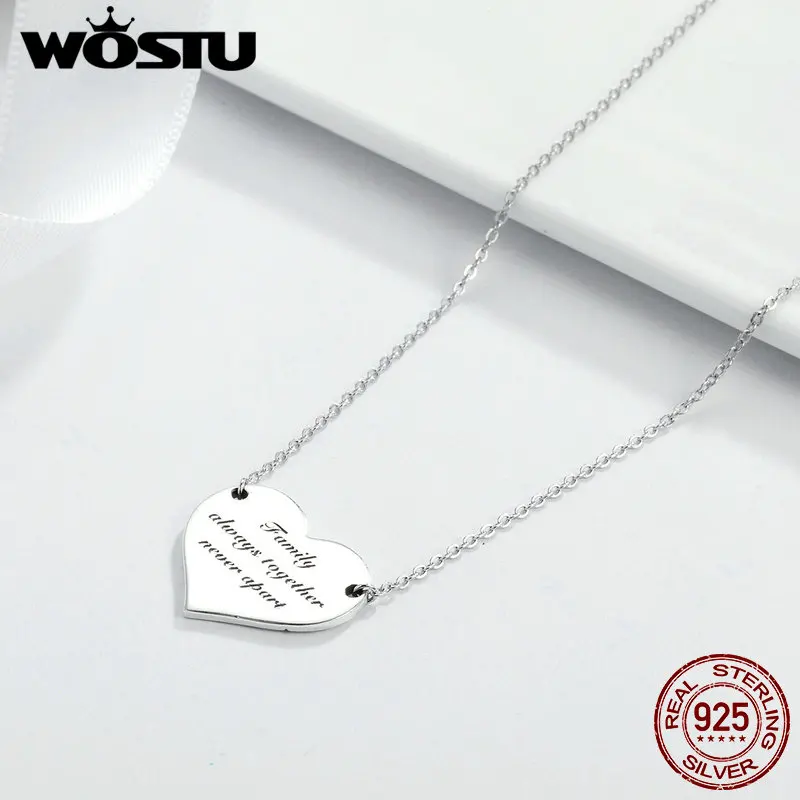 WOSTU 100% реального стерлингового серебра 925 I Love My Семья Головоломка Сердце Подвеска