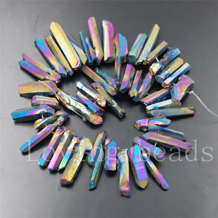 5 нитей/партия бусины с металлическим титановым покрытием 7 дюйма 3x15-6x25 мм |