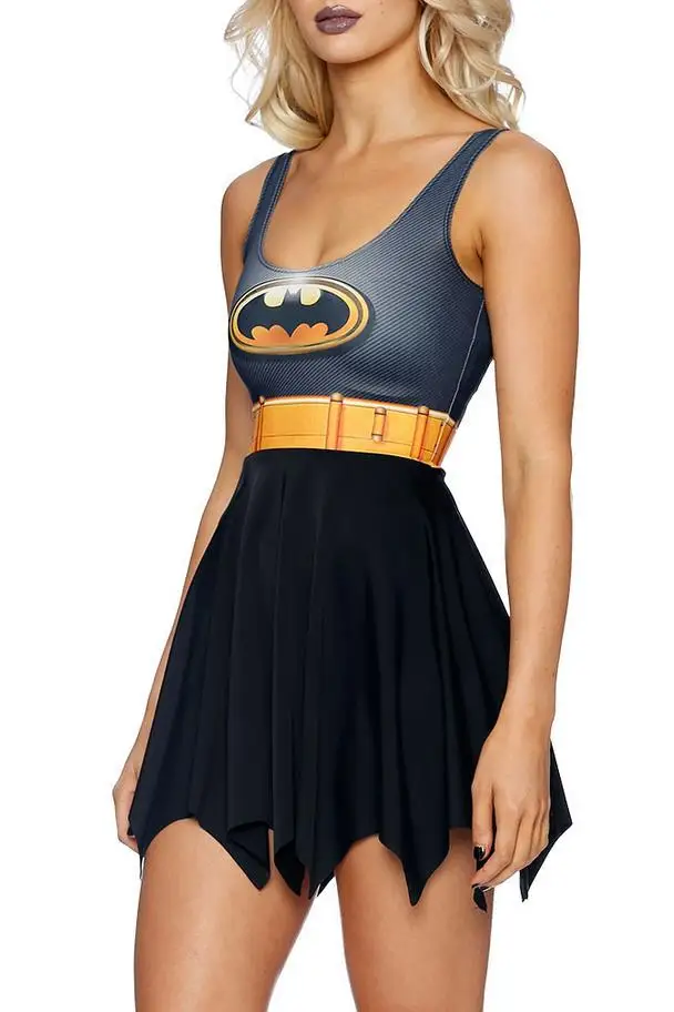 2017 летнее платье для косплея Бэтмена 3D цифровая печать Аниме плиссированная юбка