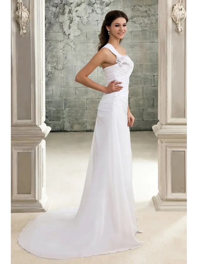 Новинка 2020 Пляжное свадебное платье с одним плечом и цветочным узором элегантное