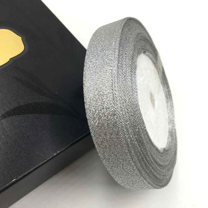 

15mm Metallic Glitter Ribbon Gift Package Ribbons Wrapping Decoration Christmas DIY Handmade Accessories 25yards /roll silver