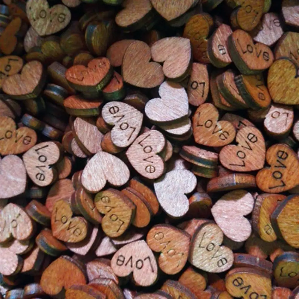 100 шт./компл. свадебное украшение деревянные любовь в форме сердца для свадеб
