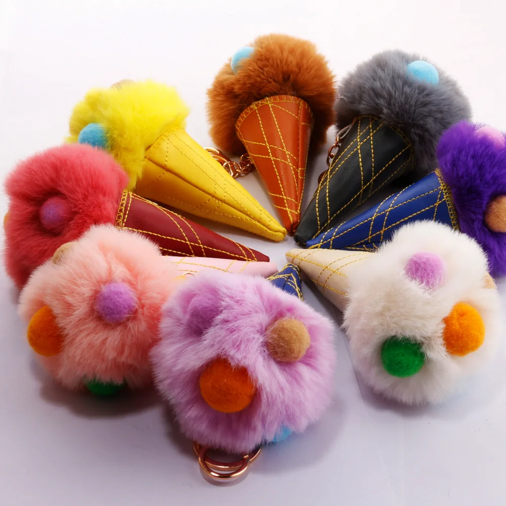 Креативный красочный брелок для ключей &quotмороженое&quot Искусственный кроличий