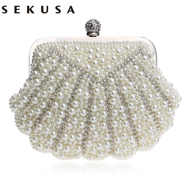 SEKUSA Роскошная Свадебная женская сумка ручной работы в форме ракушки|diamond clutch