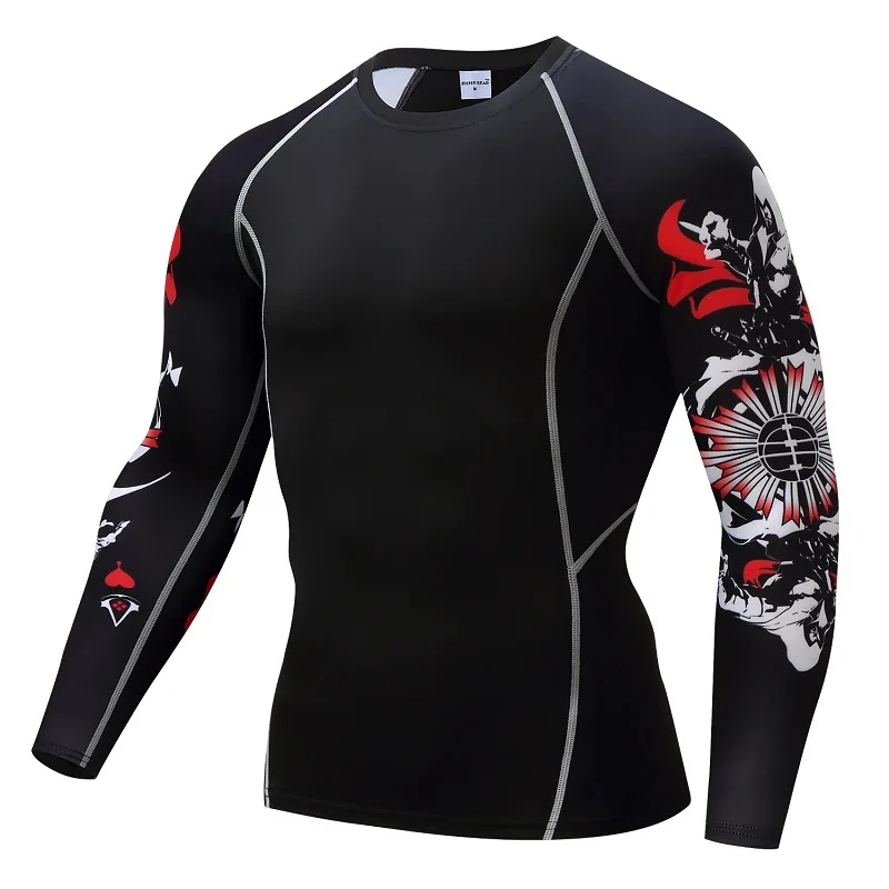 Мужские компрессионные рубашки MMA Rashguard поддерживающие форму для фитнеса с