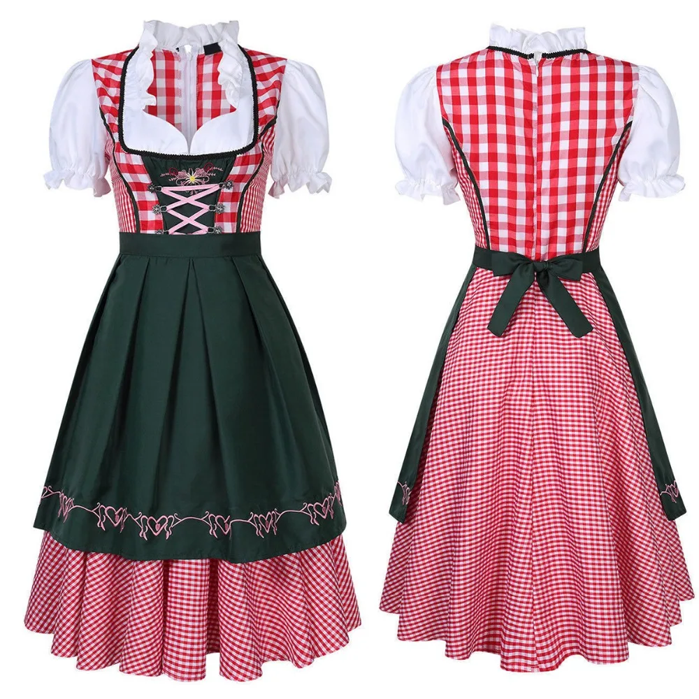 Dirndl Платье Немецкий Октоберфест баварский пиво Wench костюм горничной наряд причудливый