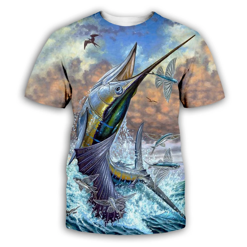 

Newest Deep Sea Fish 3D T Shirt Men Summer Top Tee Hipster Harajuku Casual Mens Top Cool Unisex Ferocious Fish T Shirt FIS0002