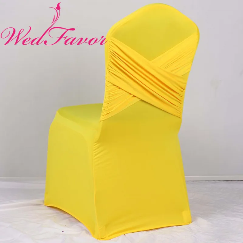 Yellow 50 шт. эластичные свадебные чехлы на стулья с перекрещивающейся спинкой из лайкры и спандекса для банкета, отеля, вечерние украшения для мероприятий - Цвет: Yellow