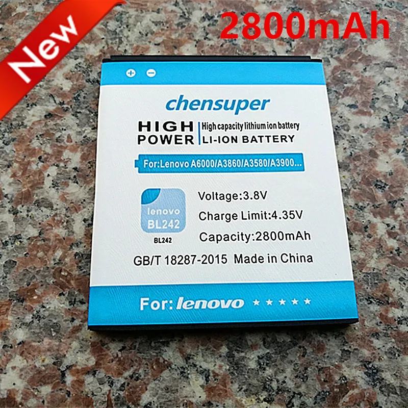 100% Оригинальный аккумулятор chensuper 2800 мАч BL242 для Lenovo A6000 A3860 A3580 A3900|bl242 battery|battery
