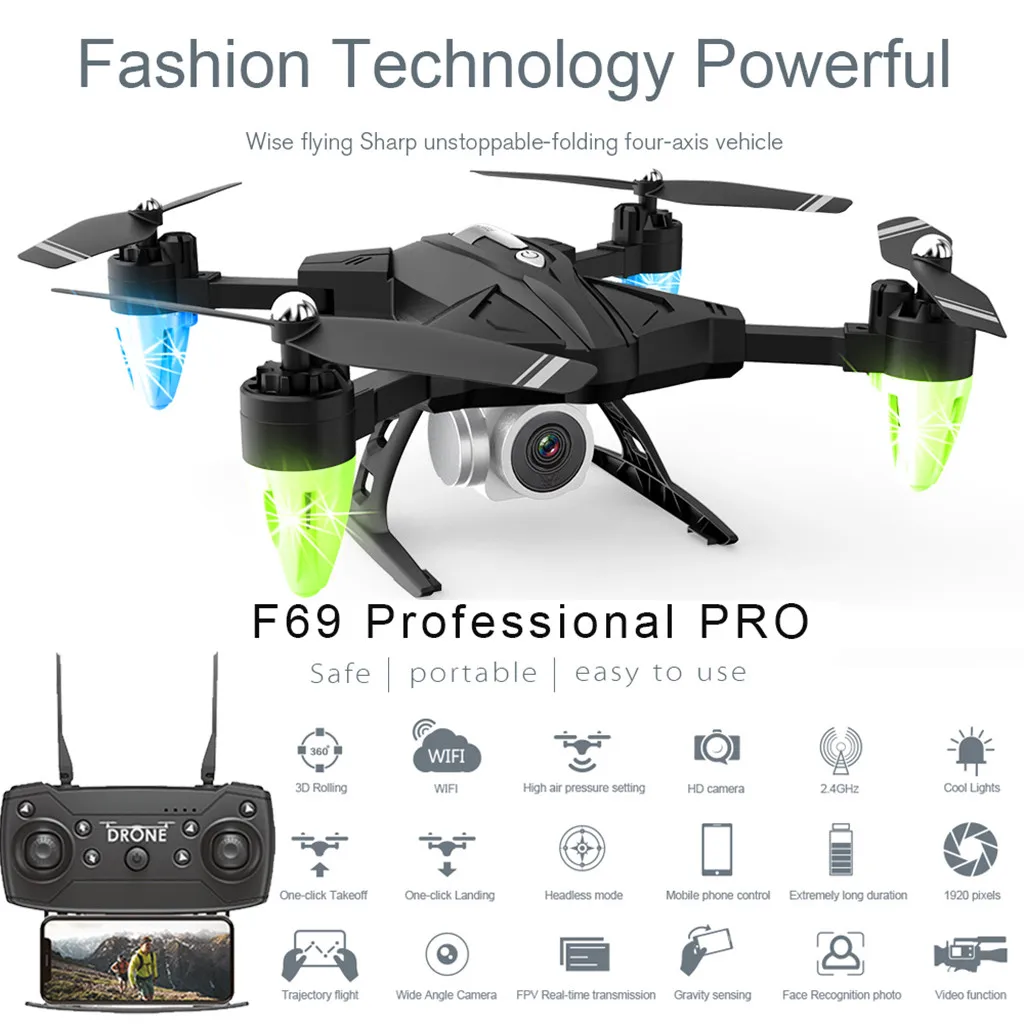 Горячая Распродажа, Радиоуправляемый вертолет Дрон с камерой HD 1080P wifi FPV Selfie Drone, профессиональный складной Квадрокоптер, 20 минут работы от батареи