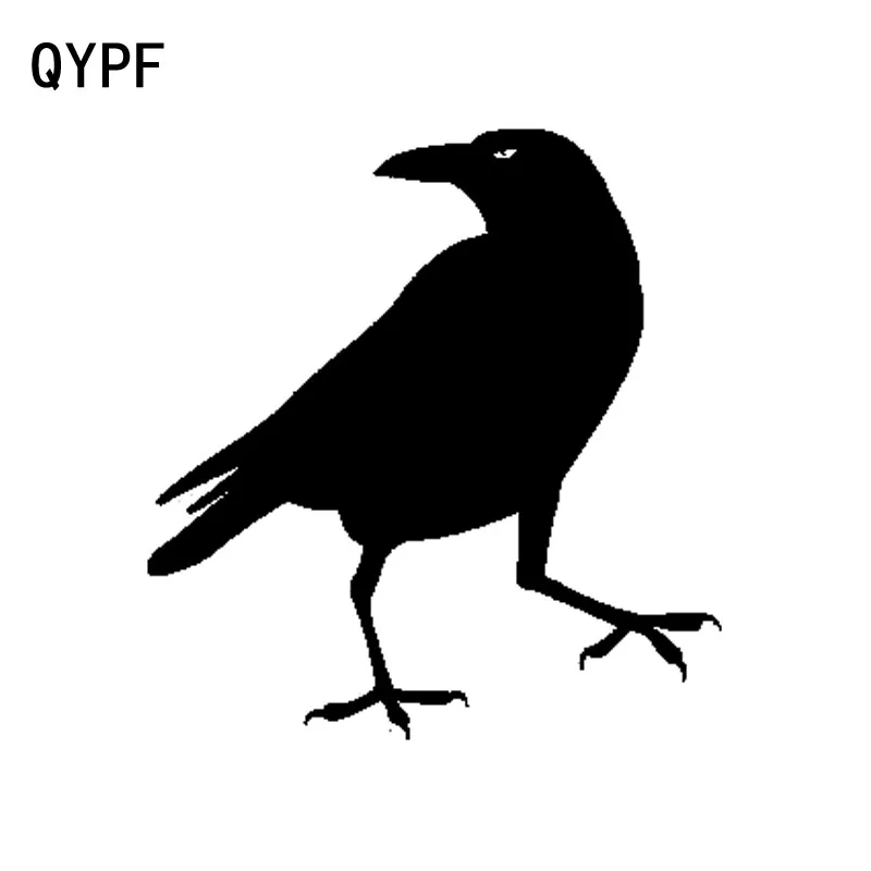 QYPF 14 6 см * 15 5 мультяшная забавная ворона виниловая наклейка черные и серебряные