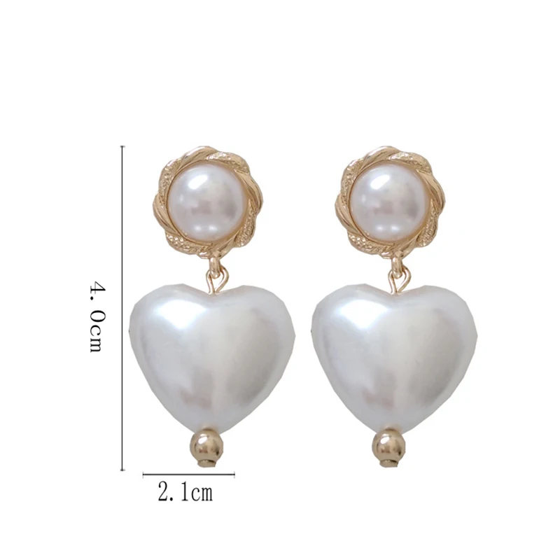 Fashion Women's Earrings 2019 Vintage Simulated Pearl/Glass Heart Pendant For Women Statement Jewelry Accessories Gift | Украшения и