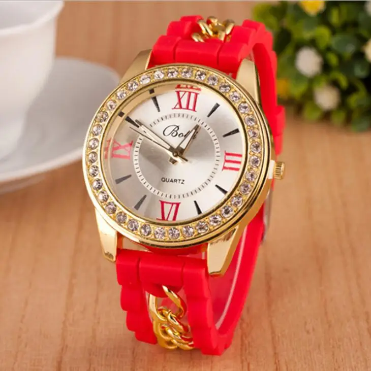 BSQ457 red MINHIN, женские часы, брендовые, модные, повседневные, кварцевые, женская одежда, спортивные, стразы, циферблат, Relojes Mujer, цепочка, наручные часы - Цвет: BSQ457 red