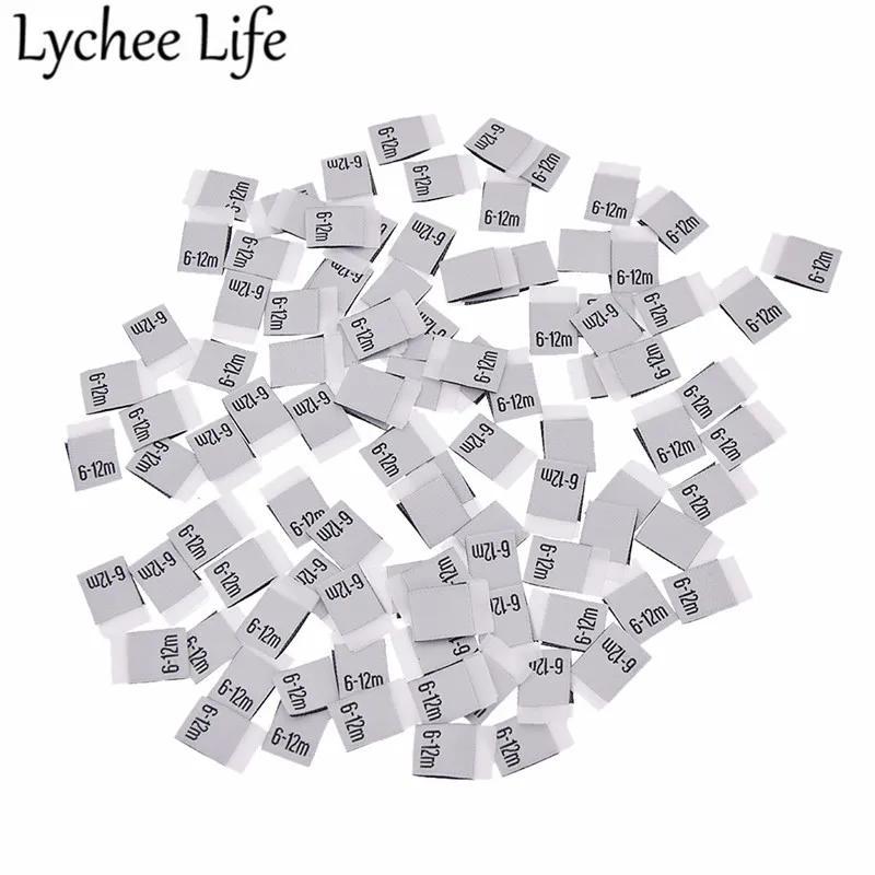 6-12m Lychee Life 100 шт. детская одежда размер этикетки полиэстер с буквенным принтом этикетки ручной работы DIY Одежда швейная ткань аксессуары - Цвет: 6-12m