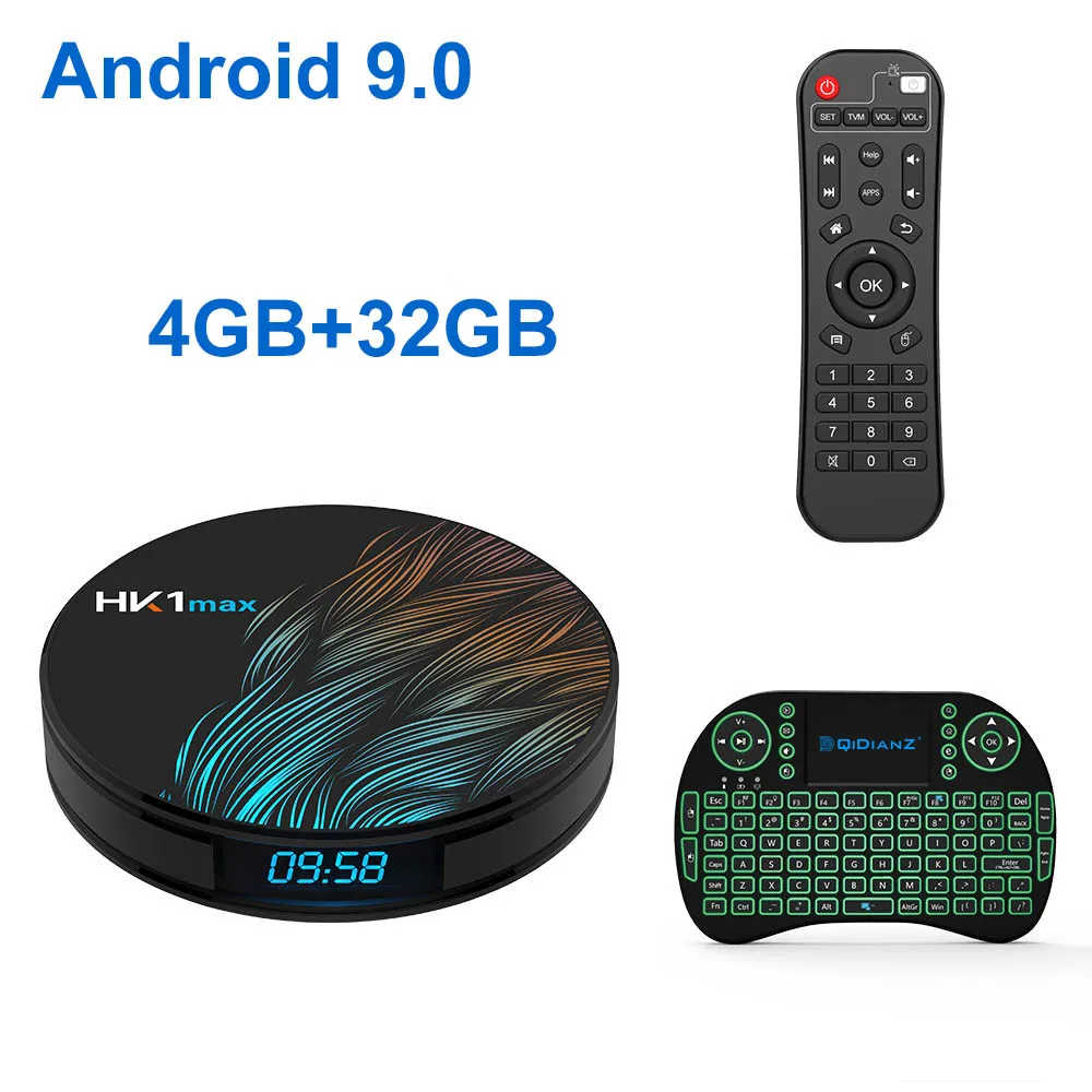 4G 32G Add Keyboard Smart tv box HK1MAX Android 9,0 2,4G/5G Wifi BT 4,0 RK Четырехъядерный 4K 1080P Full HD hk1 max приставка Netflix KD плеер - Цвет: 4G 32G Add Keyboard
