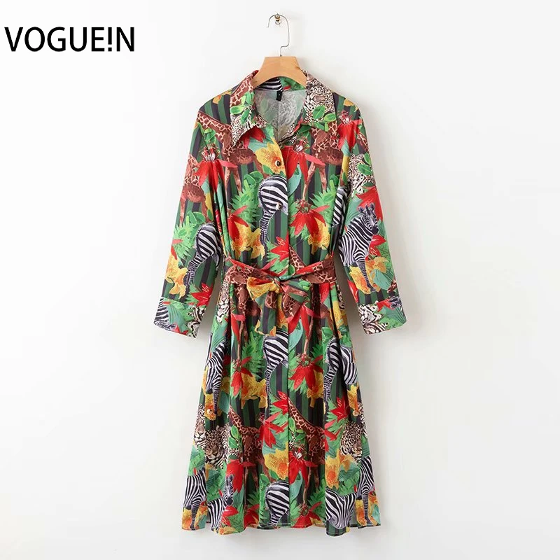 VOGUEIN новые женские повседневные модные красочные животные цветочный принт с